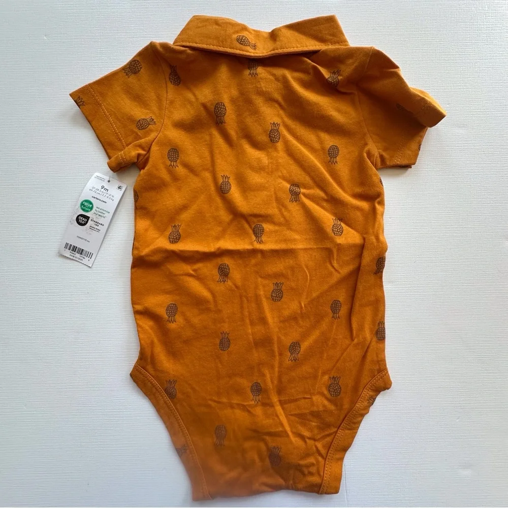 Carters‎ Two Piece Orange Pineapple Bodysuit Shorts Outfit Baby Boy 9m NWT